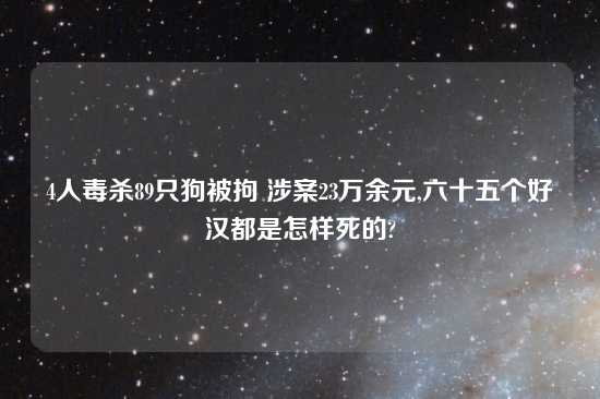 4人毒杀89只狗被拘 涉案23万余元,六十五个好汉都是怎样死的?