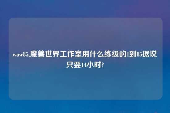 wow85,魔兽世界工作室用什么练级的1到85据说只要14小时?