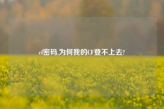 cf密码,为何我的CF登不上去?
