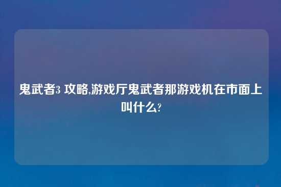 鬼武者3 攻略,游戏厅鬼武者那游戏机在市面上叫什么?