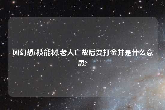 风幻想6技能树,老人亡故后要打金井是什么意思?