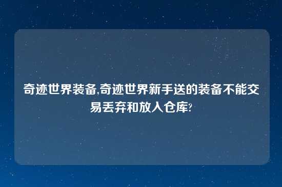 奇迹世界装备,奇迹世界新手送的装备不能交易丢弃和放入仓库?