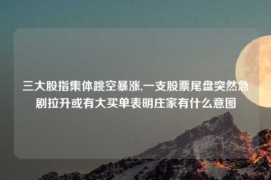 三大股指集体跳空暴涨,一支股票尾盘突然急剧拉升或有大买单表明庄家有什么意图