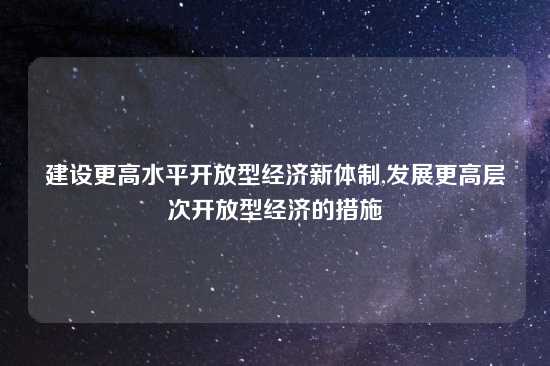 建设更高水平开放型经济新体制,发展更高层次开放型经济的措施