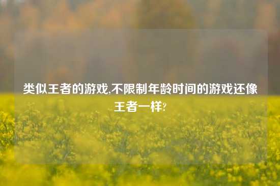 类似王者的游戏,不限制年龄时间的游戏还像王者一样?