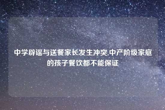 中学辟谣与送餐家长发生冲突,中产阶级家庭的孩子餐饮都不能保证