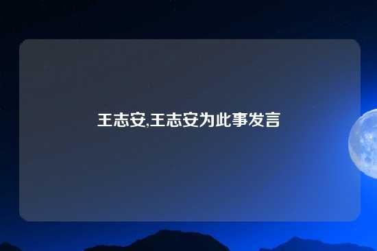 王志安,王志安为此事发言
