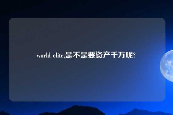 world elite,是不是要资产千万呢?