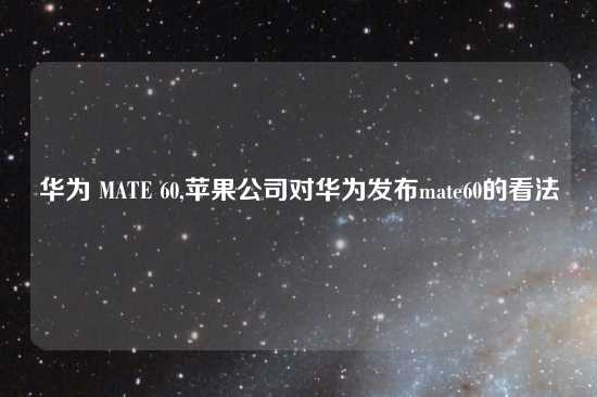 华为 MATE 60,苹果公司对华为发布mate60的看法