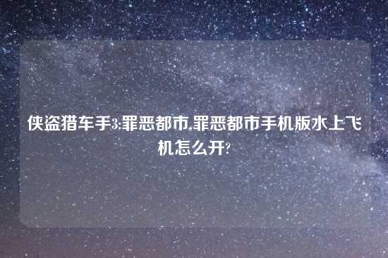 侠盗猎车手3:罪恶都市,罪恶都市手机版水上飞机怎么开?