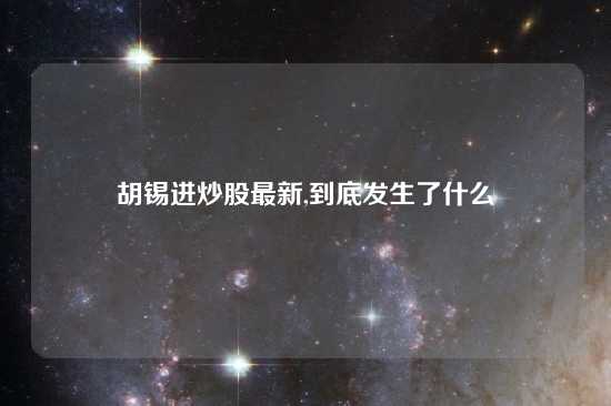 胡锡进炒股最新,到底发生了什么