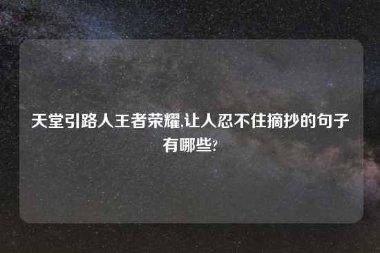 天堂引路人王者荣耀,让人忍不住摘抄的句子有哪些?