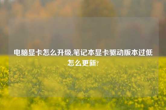 电脑显卡怎么升级,笔记本显卡驱动版本过低怎么更新?