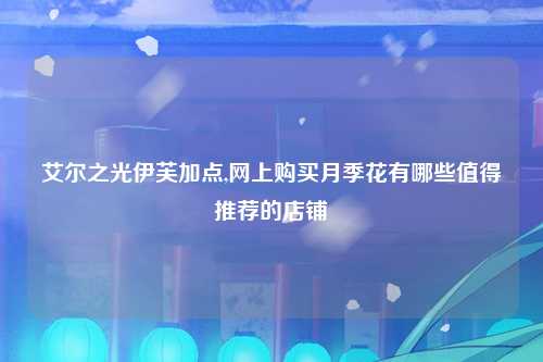艾尔之光伊芙加点,网上购买月季花有哪些值得推荐的店铺