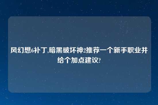 风幻想6补丁,暗黑破坏神2推荐一个新手职业并给个加点建议?