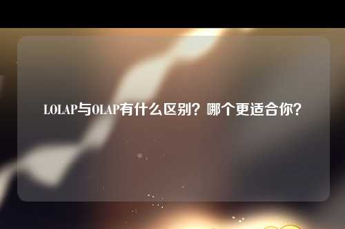 LOLAP与OLAP有什么区别？哪个更适合你？
