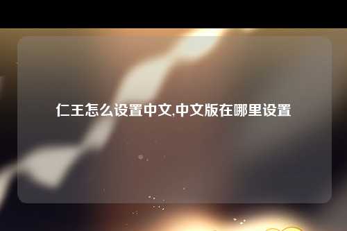 仁王怎么设置中文,中文版在哪里设置