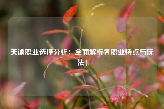天谕职业选择分析：全面解析各职业特点与玩法！